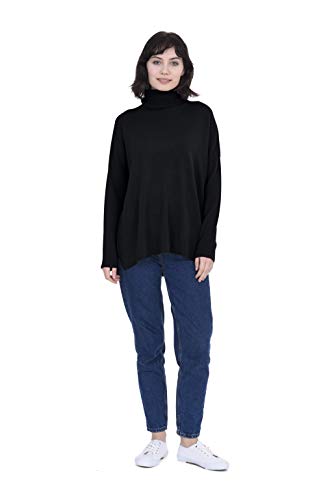 Cashmeren Women’s Oversized Turtleneck Sweater with Side Slits 100% Pure Cashmere Long Sleeve Roll Neck Pullover2