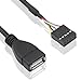 Duttek USB Header to USB Cable,Motherboard USB 2.0 Adapter Cable, USB 2.0 Type A Female to Dupont 9 Pin Female Header Motherboard Cable Cord (2-Pack 0.1M)