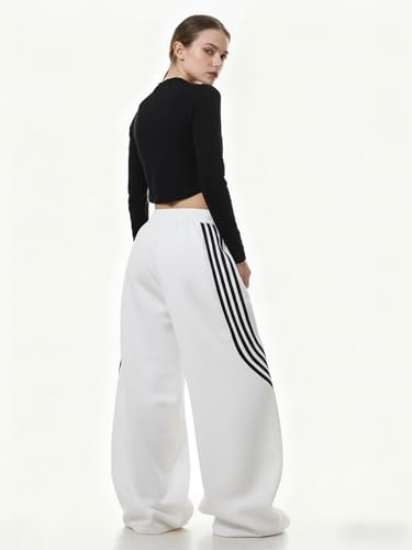 Image of EMMIOL Women's Y2K Baggy Barrel Striped Sweatpants High Waisted Wide Leg