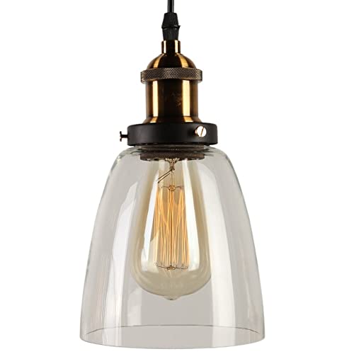 Plafonnier rétro en verre transparent suspension style village américain pour salon