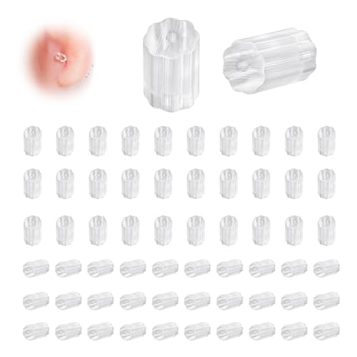 WillTen 100er-Pack Ohrring Verschluss - Silikon Ohrringe mit Ohrstecker Verschluss für Haken Ohrringe