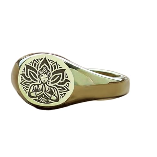 Bague Bouddha de méditation pour homme et femme, bijou zen en argent doré