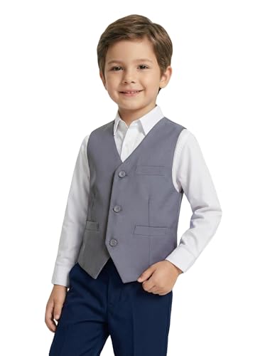 Image of Boys Formal Suit Vest Kids 3 Button Adjustable Back Strap Toddler Vests