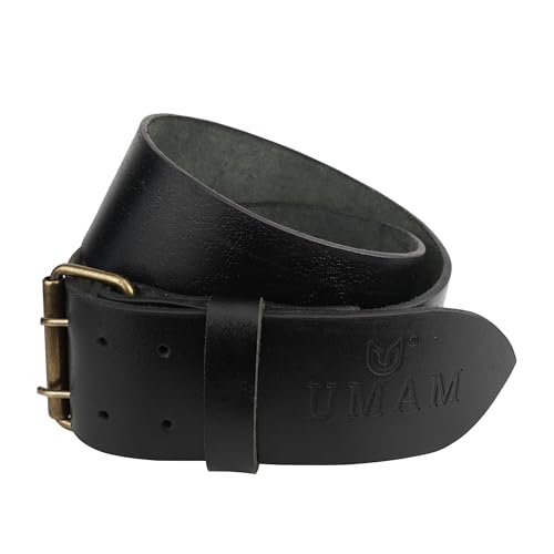 Leather Kilt Belt-Heavy-Duty wide Genuine with Double Prong Buckle, Adjustable Fit-Rugged Appeal