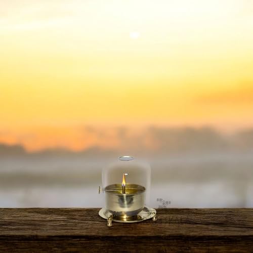Brass Akhand Oil Diya 3x3.5 inch with Clear Glass Cover | Rotating Lifting Wick | Perfect for Spiritual Decor, Hindu Rituals, Diwali Festive Gifts — photo — 8 of 9