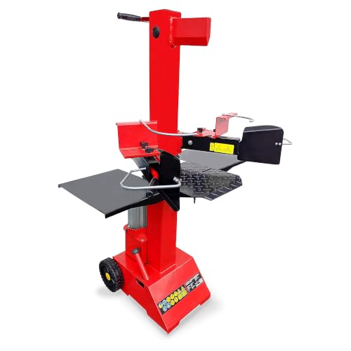 CROSSFER Hydraulikspalter LS8T-230V/PRO / 8 Tonnen Spaltkraft / 230V Motor 3 kW/Auto-Rücklauf mit stufenlosem Rücklaufstopp / 55 cm Spaltlänge/Spaltgut Ø max. 30 cm / 2 Holzablagetische