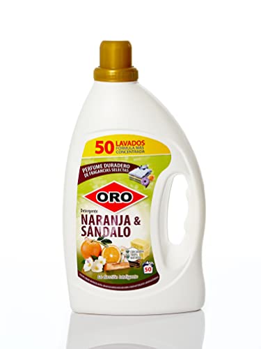 ORO Detergente líquido para lavadora - Naranja y sándalo 2,5 litros - 50 lavados - Gran poder antimanchas y máxima blancura - Jabón 100% natural thumbnail