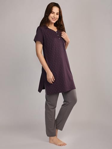 Image of Duchess Women's Cotton Embroided Long Length Night Suit Set