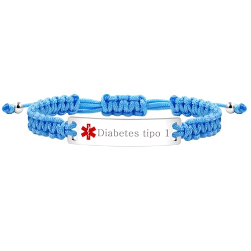 Ulovedo talla azul claro diabetes tipo 1 pulsera de identificación médica femenina y3944