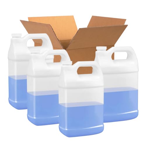 4 Pcs 1 Gallon F Style HDPE Jug - Secure 38-400 Neck Finish - Ideal Water Container for Water Storage, Detergents, Oil Containers, Industrial and Everyday Use