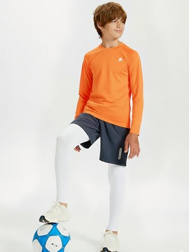Image of DEVOROPA Youth Boys Compression Shirt Long /Short Sleeve Football Baseball Undershirt Quick Dry Kids Sports Baselayer Crewneck