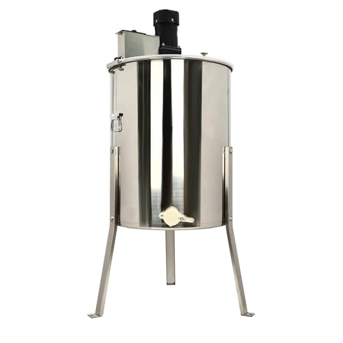 ROMYIX Electric Honey Extractor, 8 Frames Honey Spinner Extractor, Stainless Steel Beekeeping Extraction 140w 220V Honeycomb Drum Spinner with Lid,Beekeeping Extractor Equipment,silver