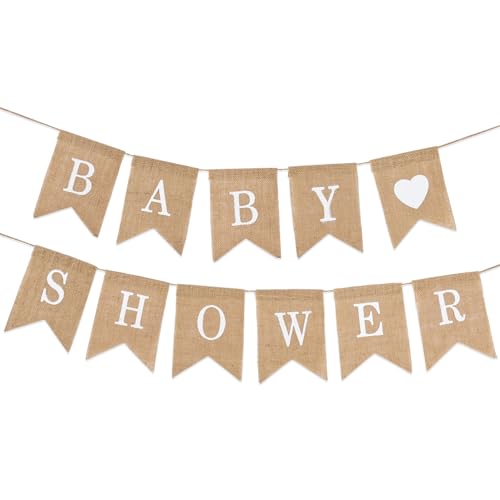Qaziuy Baby Shower Banner Burlap Pennant Yellow 13 x 17cm 6m/19.6ft Perfect for Baby Shower Christening Birthday Party Decorations