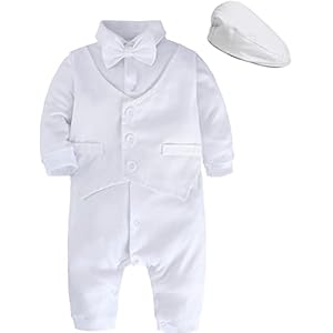 A&J DESIGN Baby Boys’ Gentleman Rompers Tuxedo Outfits Suit with Bowtie