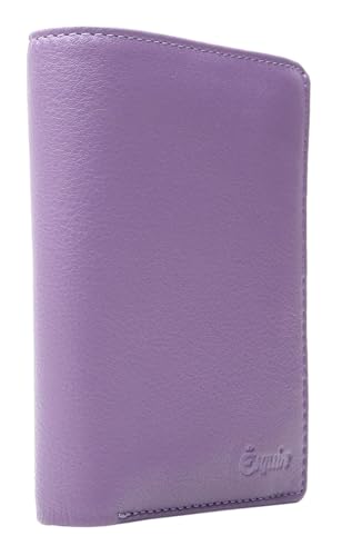Porte-monnaie cuir lilas pour femme avec fermeture éclair sécurisée