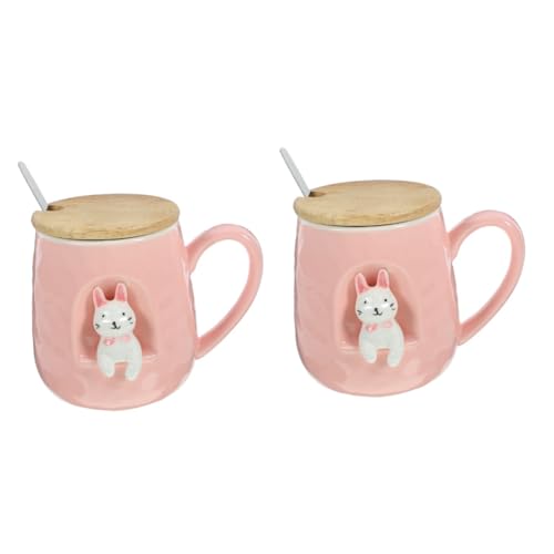 TOPPERFUN 2 Piezas Taza De Corazón Femenino Derramar Tapa Café Infusor Reutilizable Matraz Bebiendo Porcelana Taza De Te Zalamero Té Térmico Cochecito Gres Café Exprés Rosa Cerámica