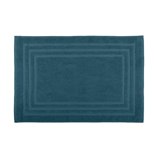 Stof - Tapis de Bain - Taille 45x70 cm - 100% Coton Bio - Couleur Petrole - Modèle Lagune - Linge pour la Maison - Doux et Confortable - Idéal pour la Salle de Bain