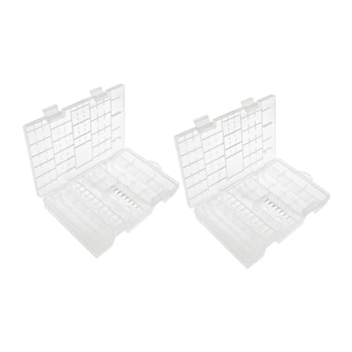 COHEALI 2pcs Battery Holder Organizer Clear Storage Box for Aa Aaa Durable Plastic Container with Transparent Lid for Home Office Go Use