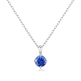 Philip Jones Sterling Silver September (Sapphire) Birthstone Necklace Created with Zircondia® Crystals