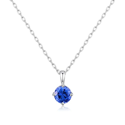 Collier en argent sterling de prestige, saphir de septembre et Zircondia®