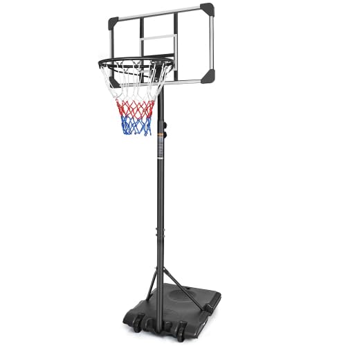 Canasta de baloncesto portátil para exterior e interior, altura ajustable, 170 – 213 cm, equipo de baloncesto portátil con ruedas y tablero resistente a la intemperie, soporte de baloncesto resistente