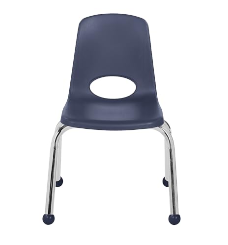 Image of FDP 12 inch School Stack Chair, Stacking Student Seat with Chromed Steel Legs and Ball Glides; For In-Home Learning or Classroom - Contemporary /Purple (4-Pack), 14003-CTPU