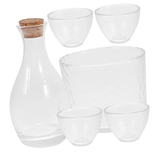 Garneck Japanese Sake Pot Glass Set Creative Design Hand Painted Cherry Blossoms for Home