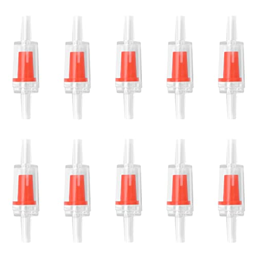 DeKago Aquarium Air Check Valve - Non-Return One Way Air Valve Red Clear Plastic Check Valve for Aquarium Air Pump Perfect for Fish Tank Aerator 10PCS