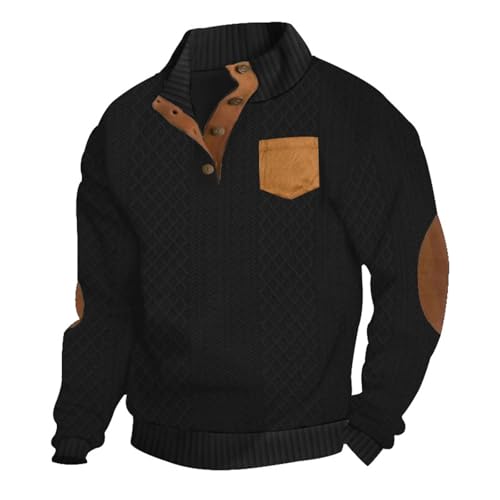 Sweat sans capuche homme avec boutons pull tricot boutonné casual