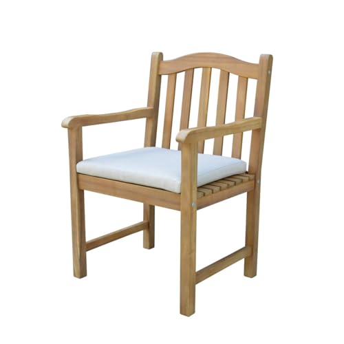 PRESTIGE HOME LIVING OUTDOOR Gartenstuhl mit Armlehnen mit Kissen aus FSC-Akazienholz, ca. 58 x 57 â€¦ – Miniatur