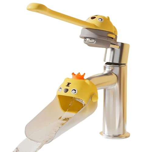 Tiger Rallonge de commutateur et rallonge de robinet avec joli outil de lavage à la main et évacuation de l'eau 15 cm pour enfants (rallonge de commutateur jaune et rallonge de robinet)