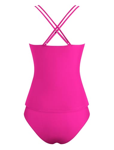 Image of ZAFUL Womens Tankini Swimsuits V Neck Push Up Swim Top Color Block Tummy Control High Waisted Bathing Suits Swim Bottom