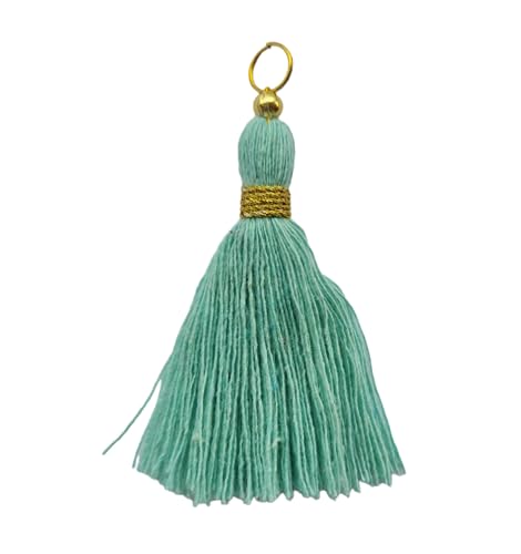 Image of Zippy Flora Micro 1.5 inch Length Cotton Handmade Tassels for Saree /Blouse /Dupatta /DIY /Decor (Pack of 12) (Turquoise Blue)