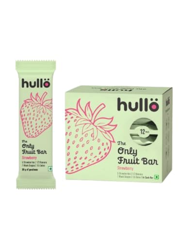 Image of Hullo The Only Fruit Bar - Strawberry (Pack of 12 x 30g) | Healthy Energy Snack Bar for Kids & Adults with No Added Sugar & No Preservatives | Made with Only Strawberry, Banana, Black Grapes & Date