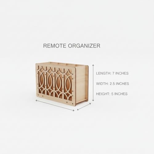 Image of Wooden Remote Organizer - TV Remote Holder Stand with 4 Compartments Decorative Remote Control Holder for Table, Living Room & Office