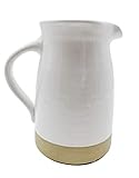Chloe and Cotton Farmhouse White Ceramic Pitcher 8 inch, White Pitcher, White Vase for Flowers,...