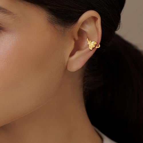 Diamond2Deal 14k Yellow Gold Bumble Bee Ear Cuff (L- 0.25 in, W- 0.27 in)2