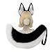 WanwanHut Faux Fur Wolf Ears Headband & Furry Dog Tail Set - Plush, Thickly Fluffed Fox Tail for Furry Costume & Fursuit - Features Wolf Ears, Fox Ears,- Ideal for Cosplay, Halloween, Prom Whiteblack