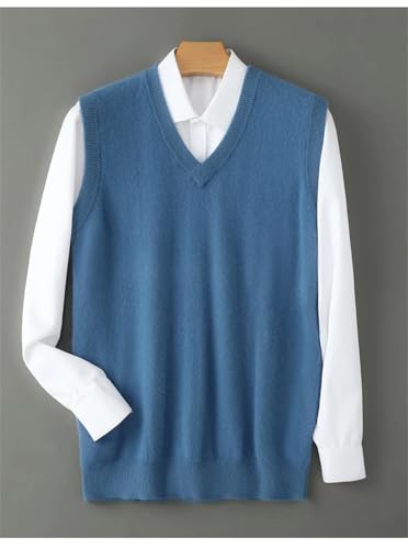 Men's V-Neck Sweater Vest Pullover Sleeveless Knit Waistcoat Winter Warm Solid Color Tops3