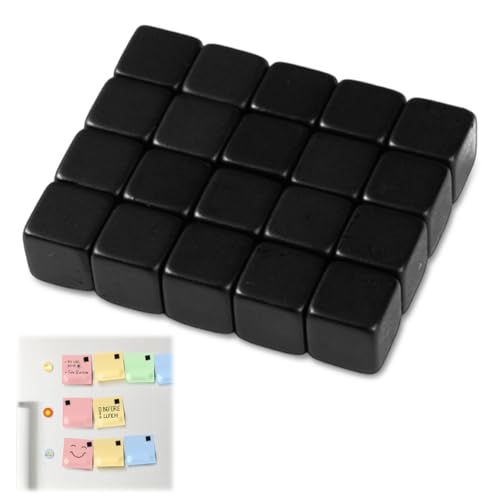 Lot de 20 Mini Aimants Puissants, 8 x 8 x 8 mm Noirs Aimants en Néodyme Puissant, Petit Aimant Tableau Blanc Résistant au Stress et à la Corrosion, Aimant...