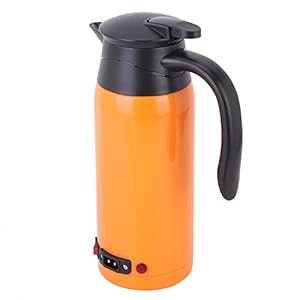 Elektrische waterkoker voor in de auto, elektrische waterkoker met grote capaciteit, voor kokend water noedels(Oranje)