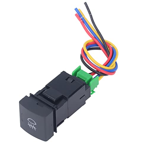 Fog Lamp Switch,TS‑10 Front Fog Lamp Switch IP67 Protection Wired Car Light Push Switch Button ABS for Camry Replacement