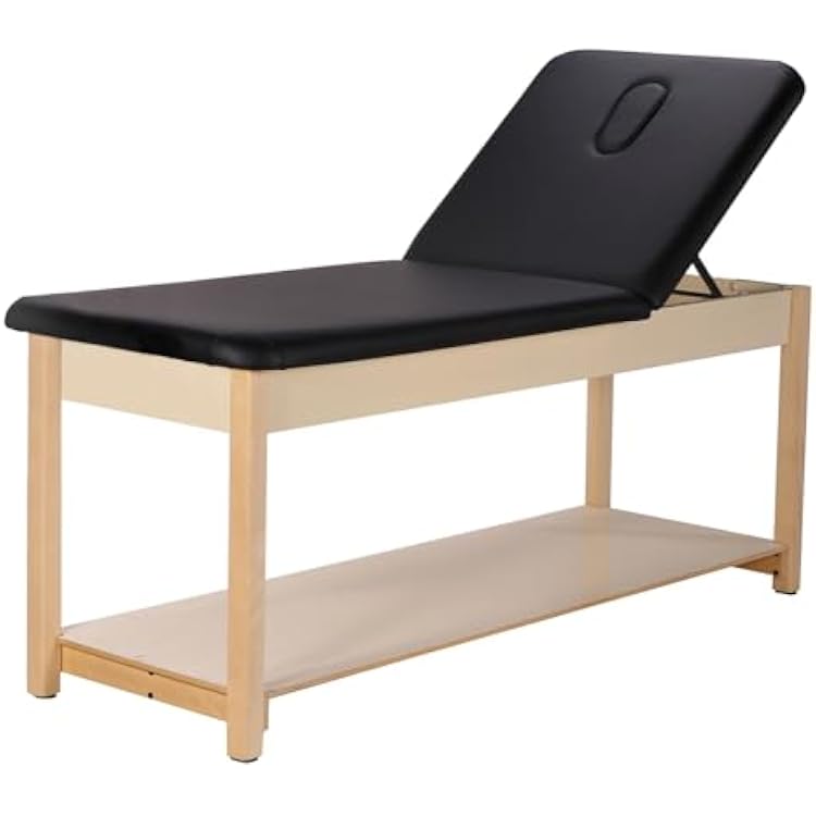 BodyMed Treatment Table - Premium Fixed-Height Therapy Table with 2.5 in. Foam Padding, Durable Hardwood Frame, and Versatile Features - for Massage and Therapy (Black)