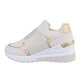 Ital Design Damenschuhe Freizeitschuhe Sneakers Low, AB972-, Kunstleder, Beige, Gr. 37