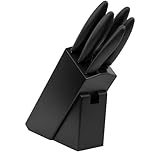 Picture of Kershaw 6-Piece Kitchen Knife Block Set - Chef, Bread, Santoku, Utility & Paring Knives with Wood Block, German Stainless Steel Blades, Black Handles