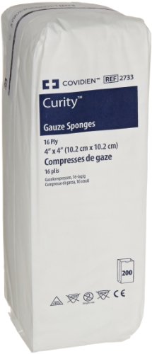 Kendall 2733 Curity Cotton Gauze Sponge, No Estéril, 4" Largo x 4" Ancho, 16 Capas (Caja de 2000) miniatura 1
