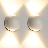 Leselux Wandlampe Aussen Alu Weiß, 2x Wandleuchte Innen 10W 3000K Warmweiß 1000LM, IP65 Außenlampe LED 230V, Leuchten Aussen, Flurlampe Wand, Moderne Wandbeleuchtung Innen & Außen für Badezimmer