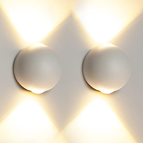 Leselux 10W Applique Murale Extérieur / Intérieur 2 Pack, Lampe Extérieure Murale IP65, Lampe LED Extérieur 3000K Blanc Chaud 1000LM, Moderne, pour Salon, Chambre, Balcon, Salle de Bain, Blanc Cover