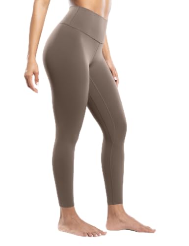 ENERBLOOM Workout Leggings for Women High Waisted 25" Coffee Medium