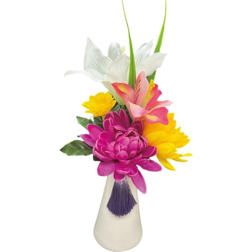キューフラ(Q-FLA) 造花 アーティシャル アレンジメント お供え フラワー 花瓶 セット 対 ピンク/ピンク 仏花 お悔み 仏壇 仏前 お手入れ不要 833182 [2]